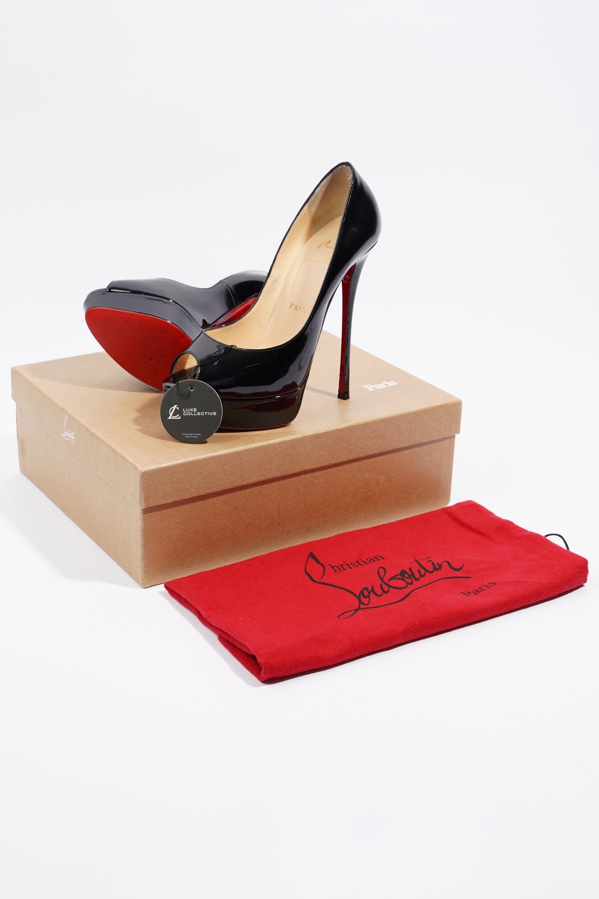 Christian Louboutin Fetish Peep 150 Patent in Black