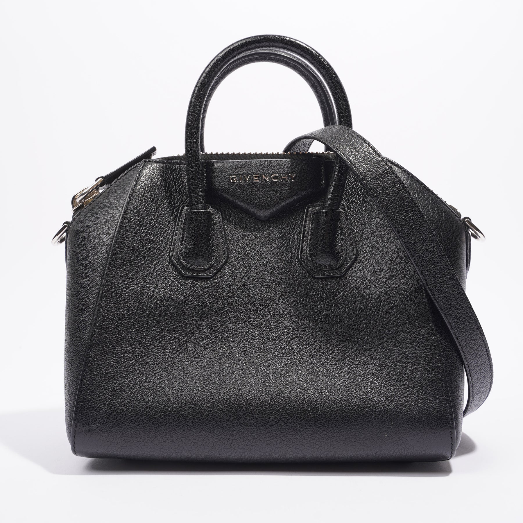 Shop Givenchy Mini Antigona Top Handle Bag In Grained Leather