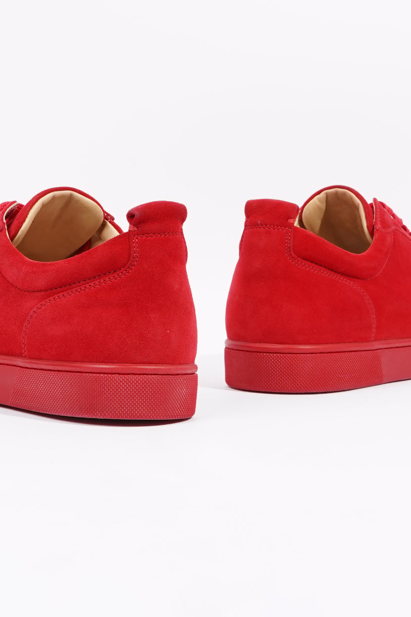 ChrIstian Louboutin Red Suede Louis Junior Spikes Low Tops