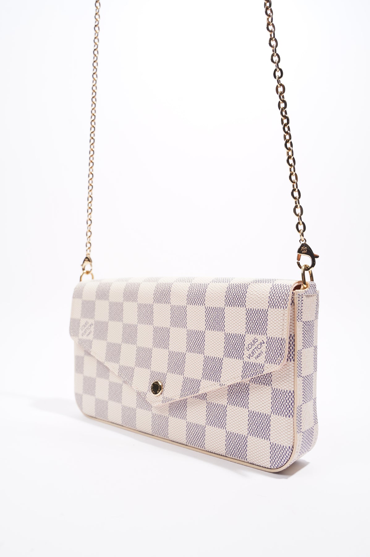 White Louis Vuitton Damier Azur Pochette Felicie Crossbody Bag