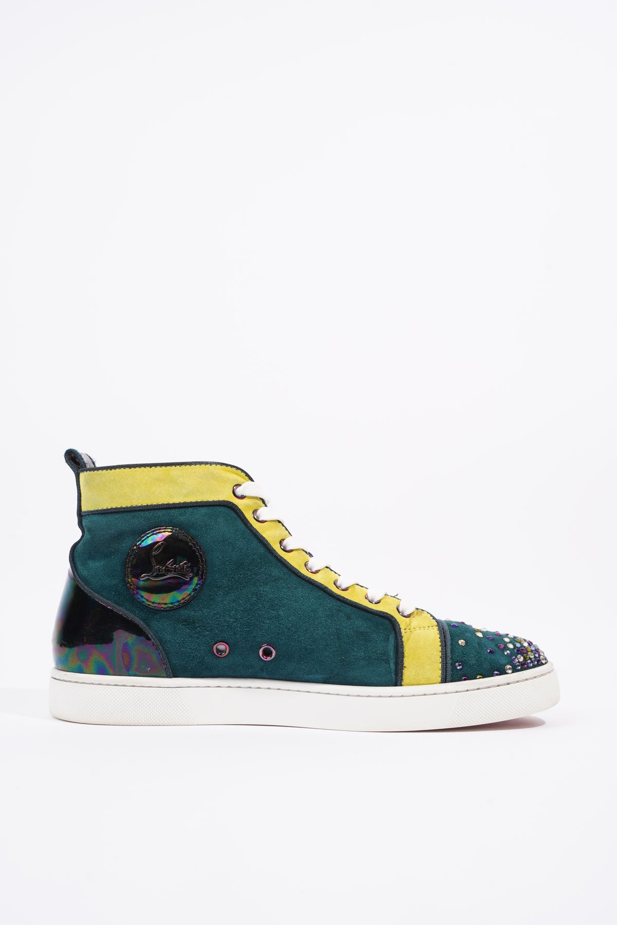 Christian Louboutin Black Suede Swarovski Logo High-top Sneaker EU