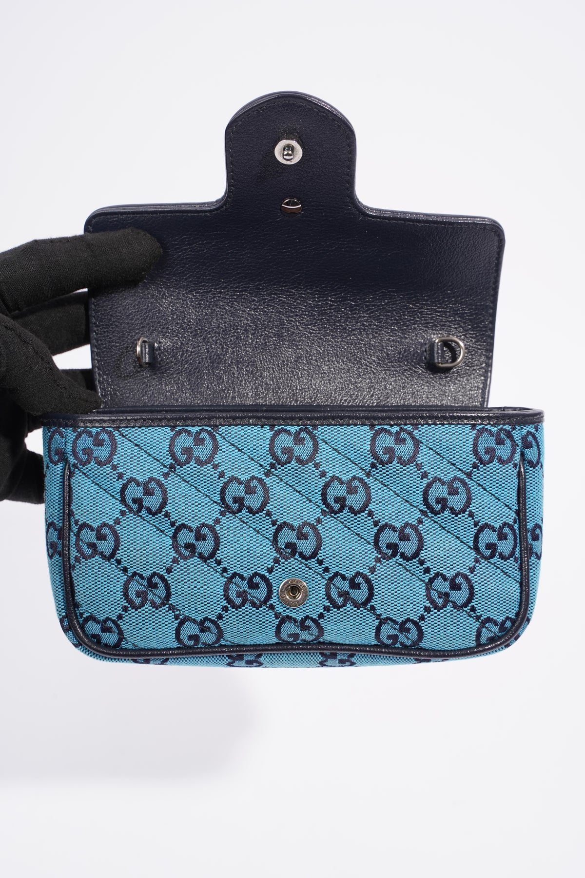 Gucci Blue GG Marmont Multicolour Super Mini Bag For Sale at