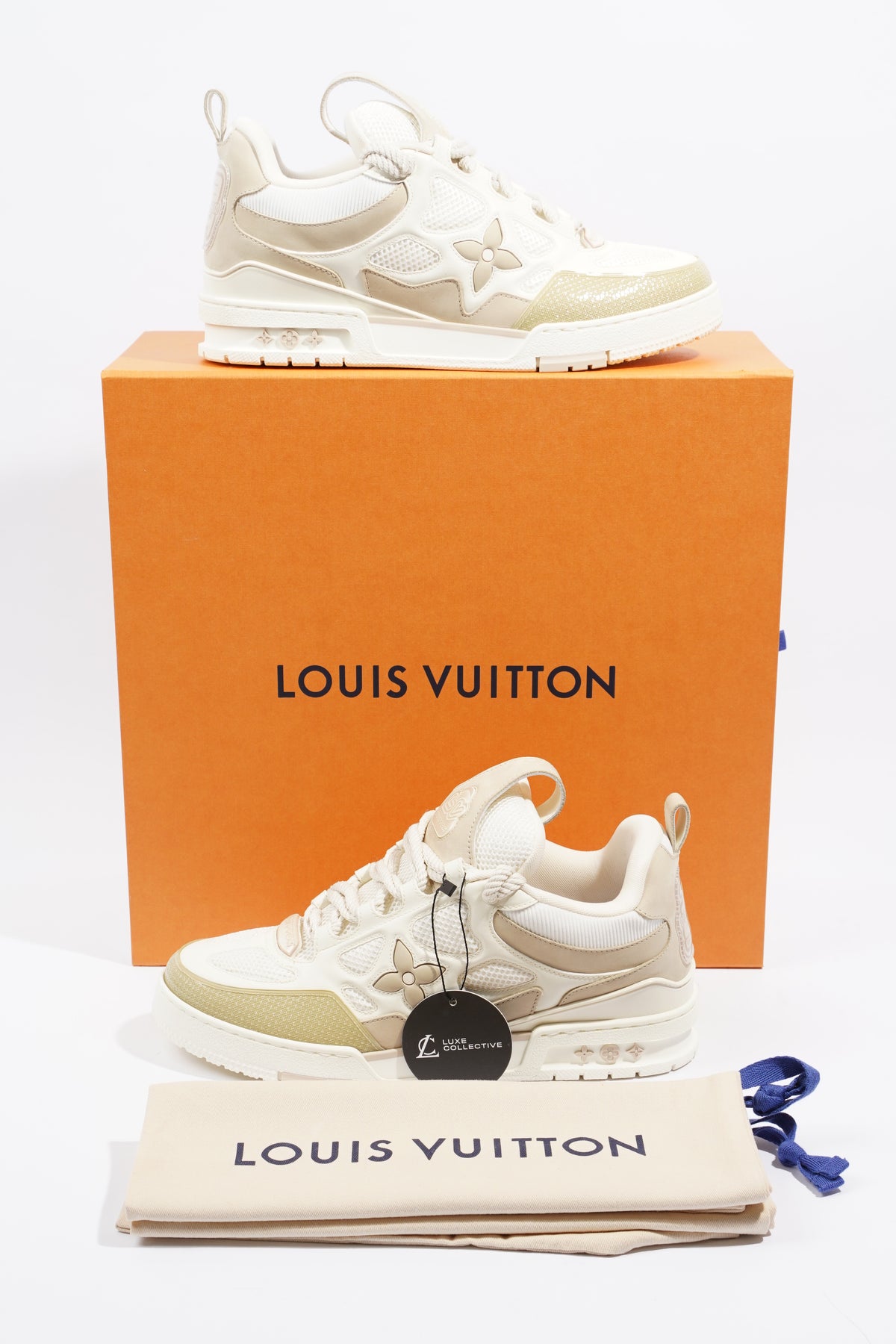 Louis Vuitton Mens Skate Sneaker Beige / White EU 41 / UK 7 – Luxe