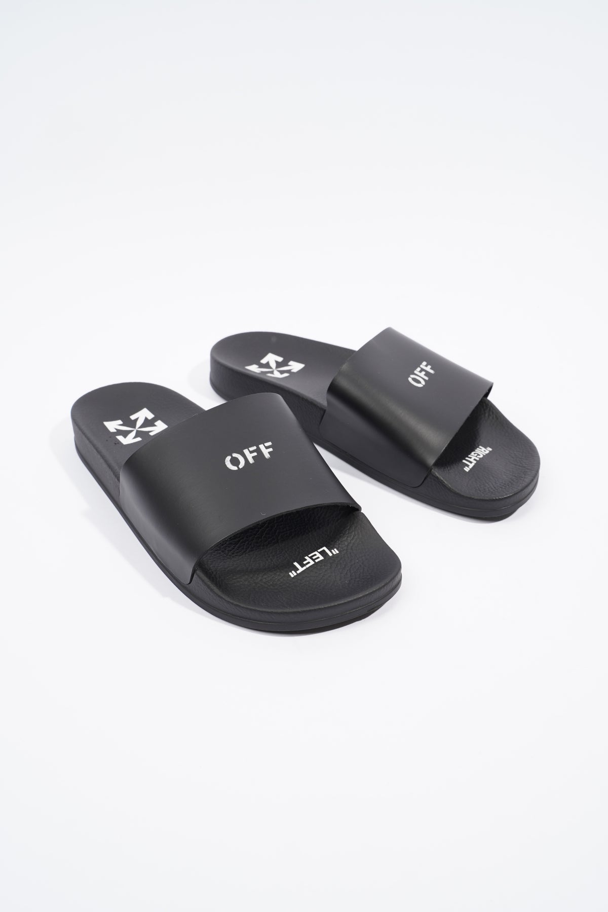 Off white clearance black stamp slides