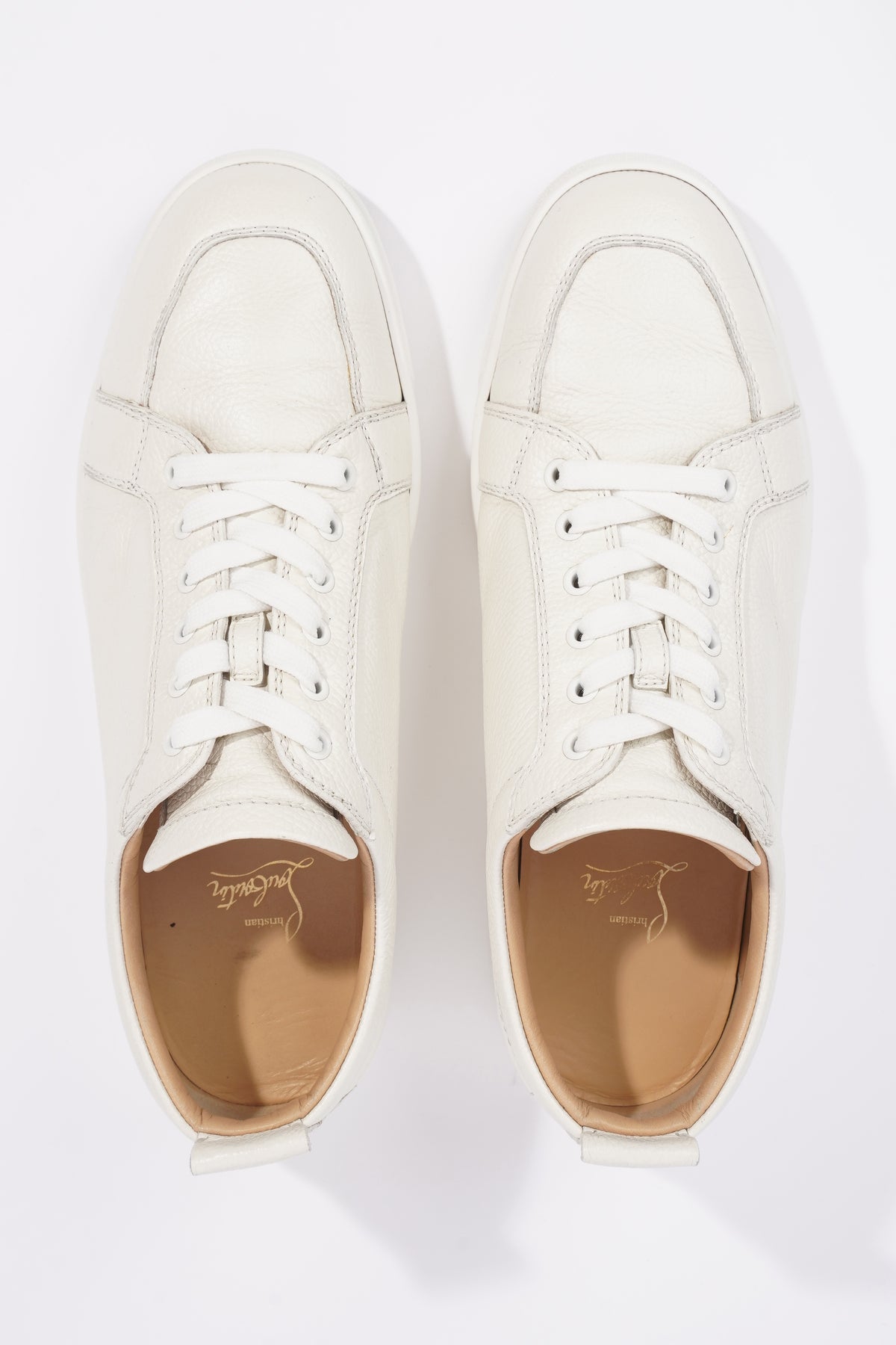 Louis leather low trainers Christian Louboutin White size 44 EU in Leather  - 36695825