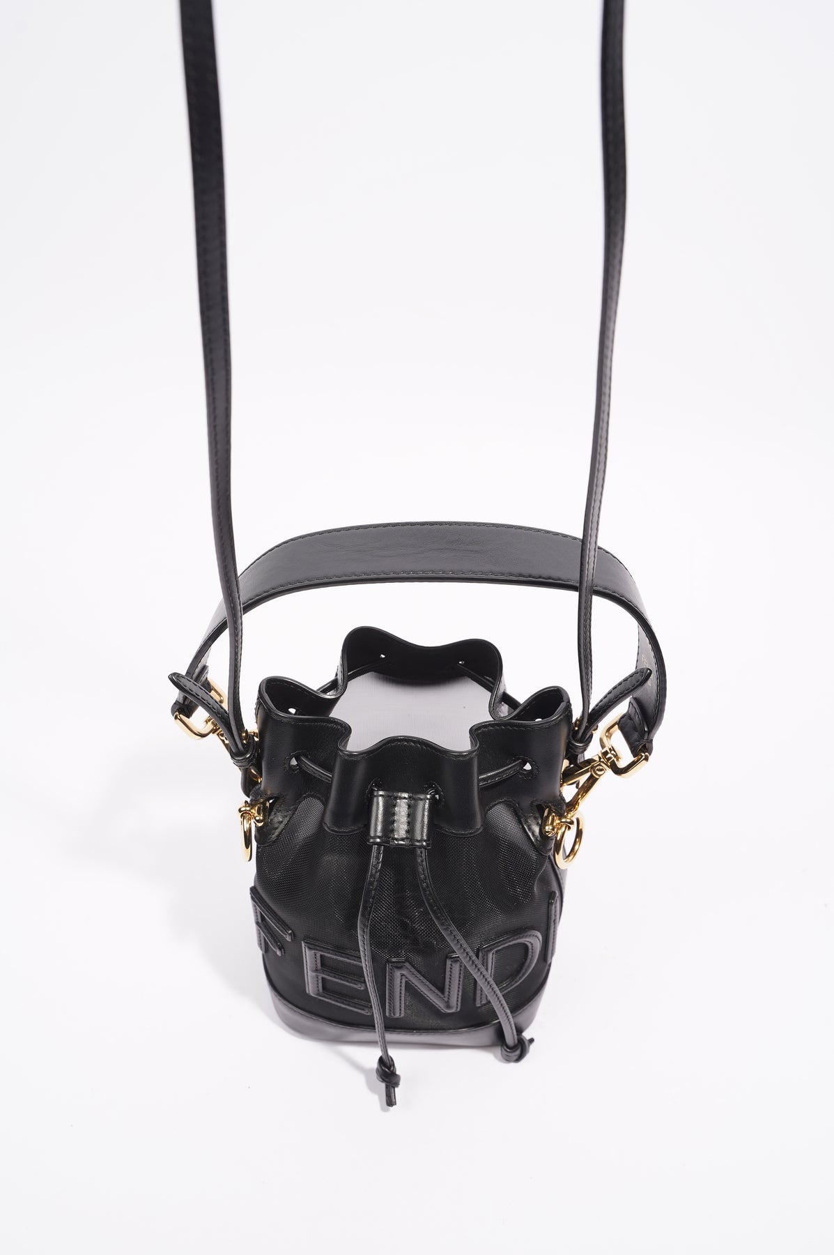 Fendi Black Mesh Mini Mon Tresor Bucket Bag