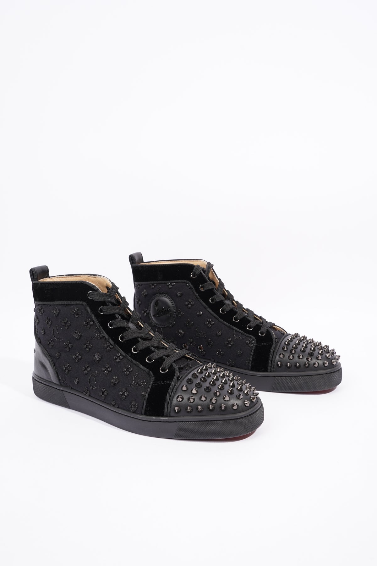 Christian Louboutin Lou Spikes Orlato Leather Sneaker in Black for