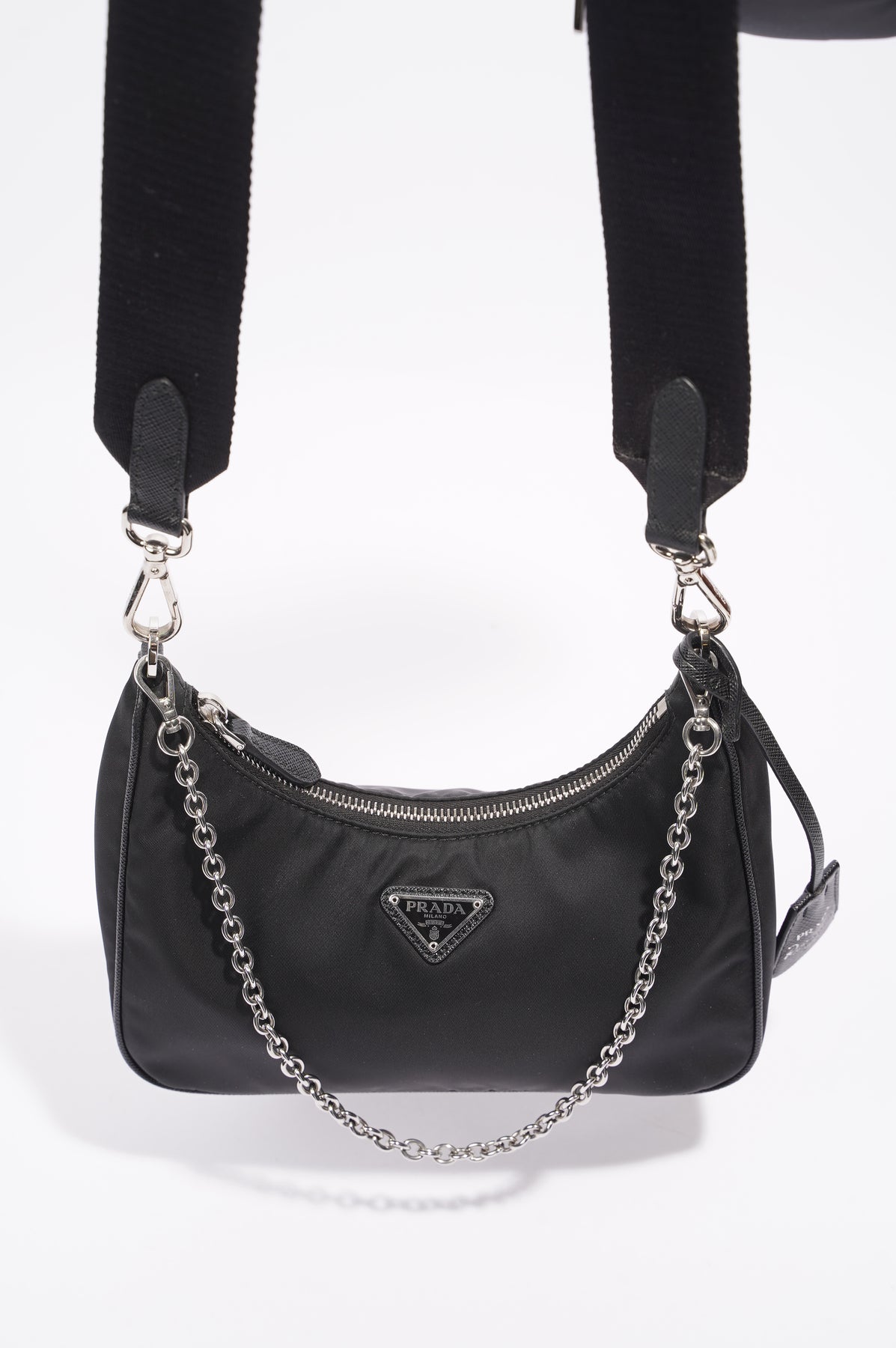 Prada Re-Edition 2005 Nylon Bag Black/Black in Nylon with Silver-tone - US