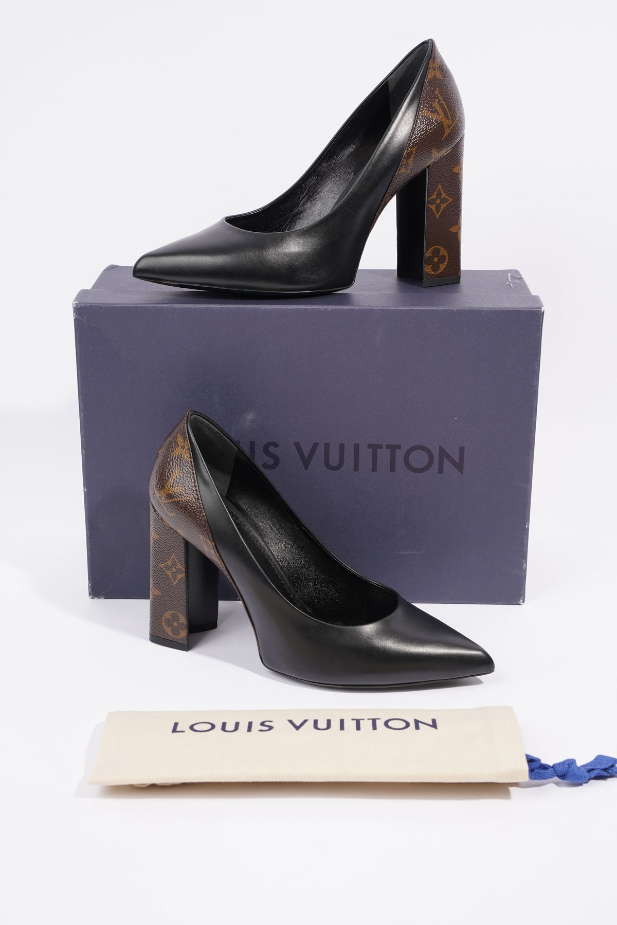 Louis Vuitton Black and Brown Monogram Matchmake Pumps - Size 37.5