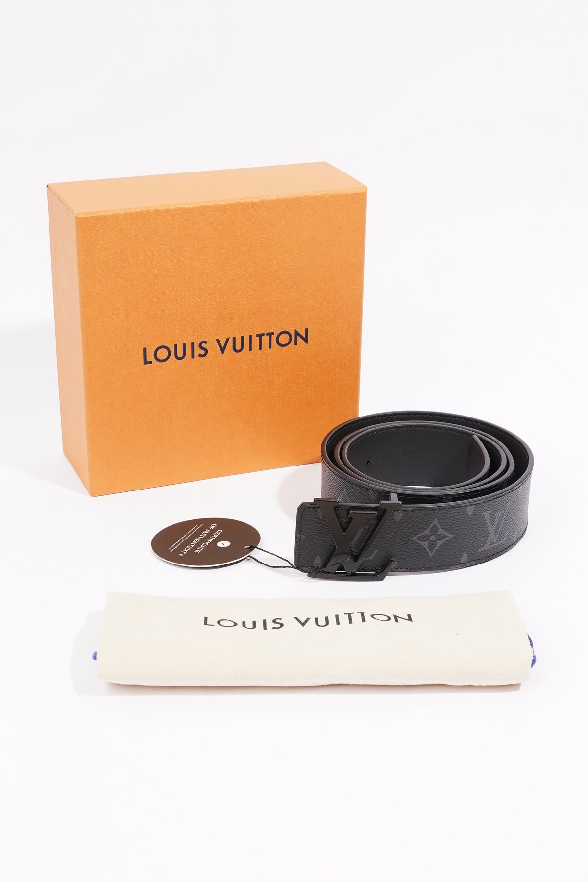 Louis Vuitton Monogram Eclipse Canvas LV Initiales Reversible Belt 95CM