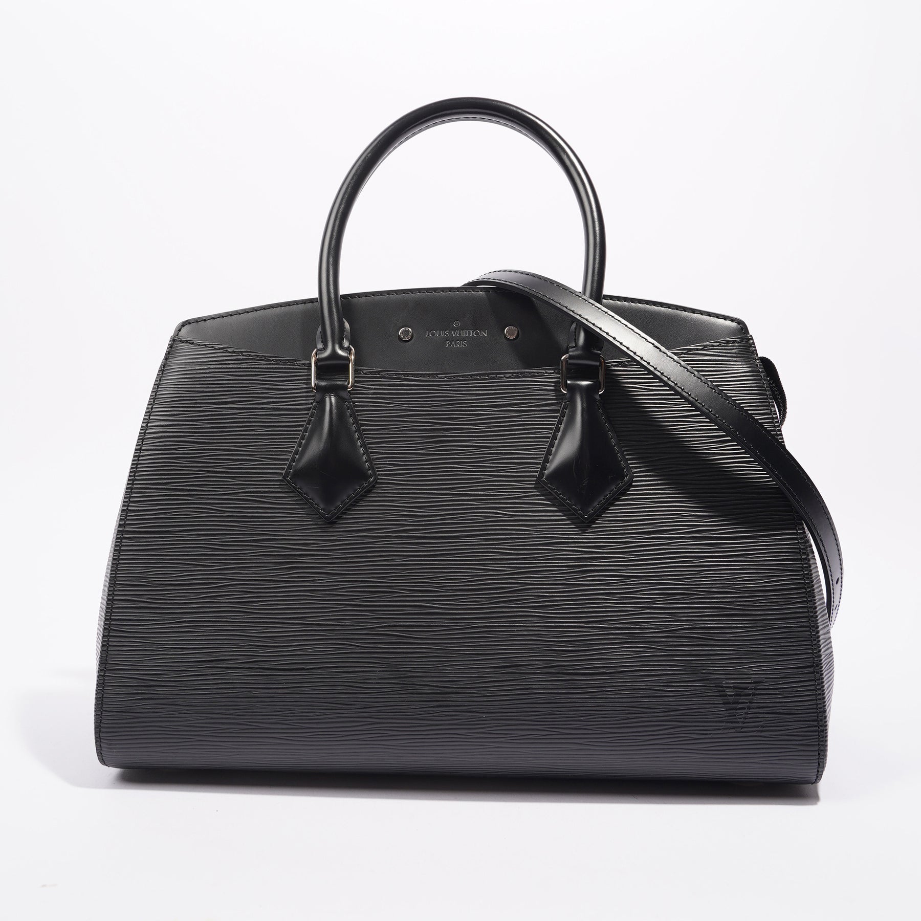 Louis Vuitton Womens Soufflot Handbag Black Epi Leather MM – Luxe
