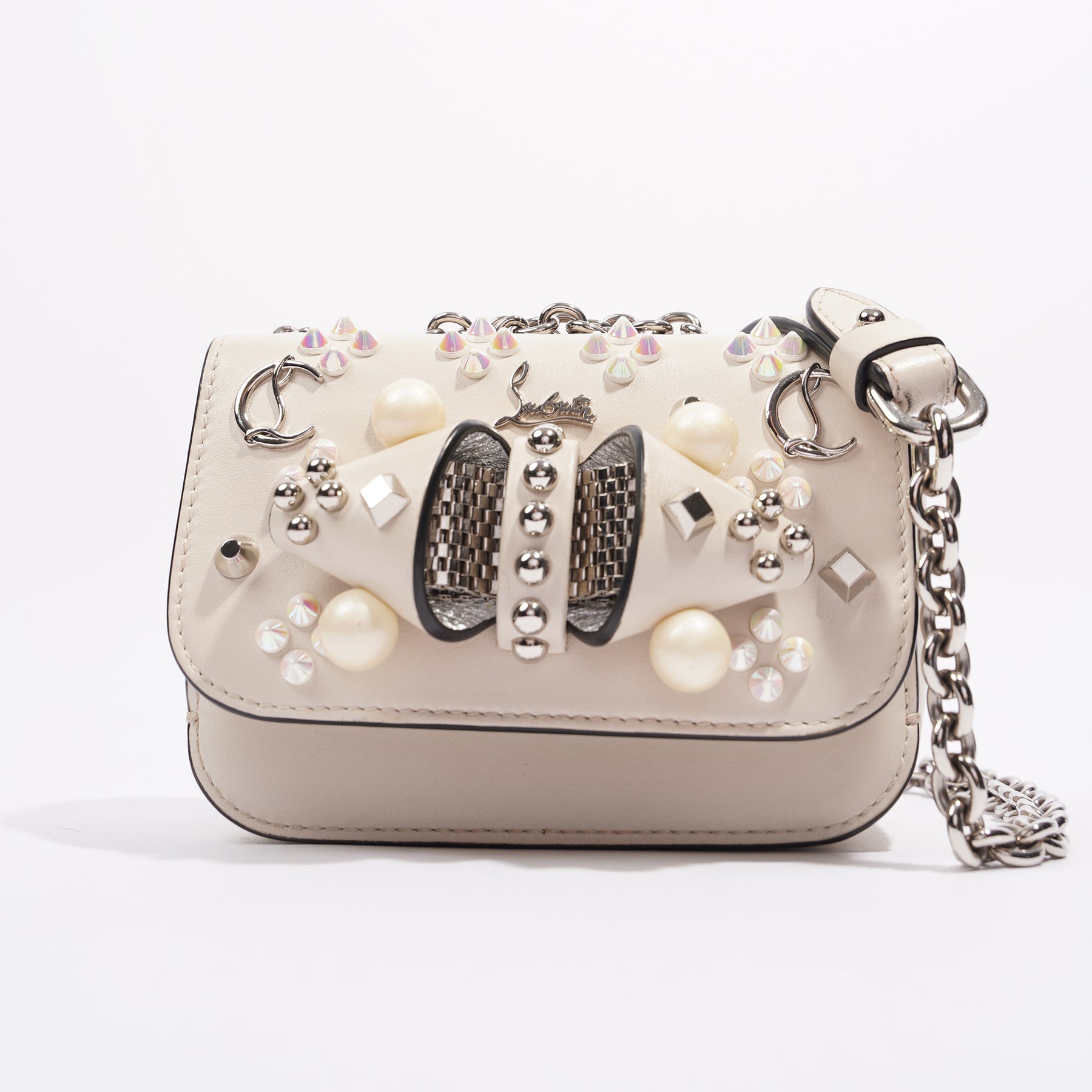 Christian Louboutin Womens Sweet Charity Pearl Bag Ivory Leather Mini –  Luxe Collective