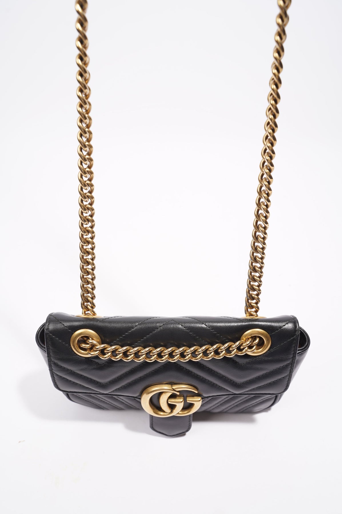 Gucci GG Marmont Chain Flap Bag Matelasse Leather Mini