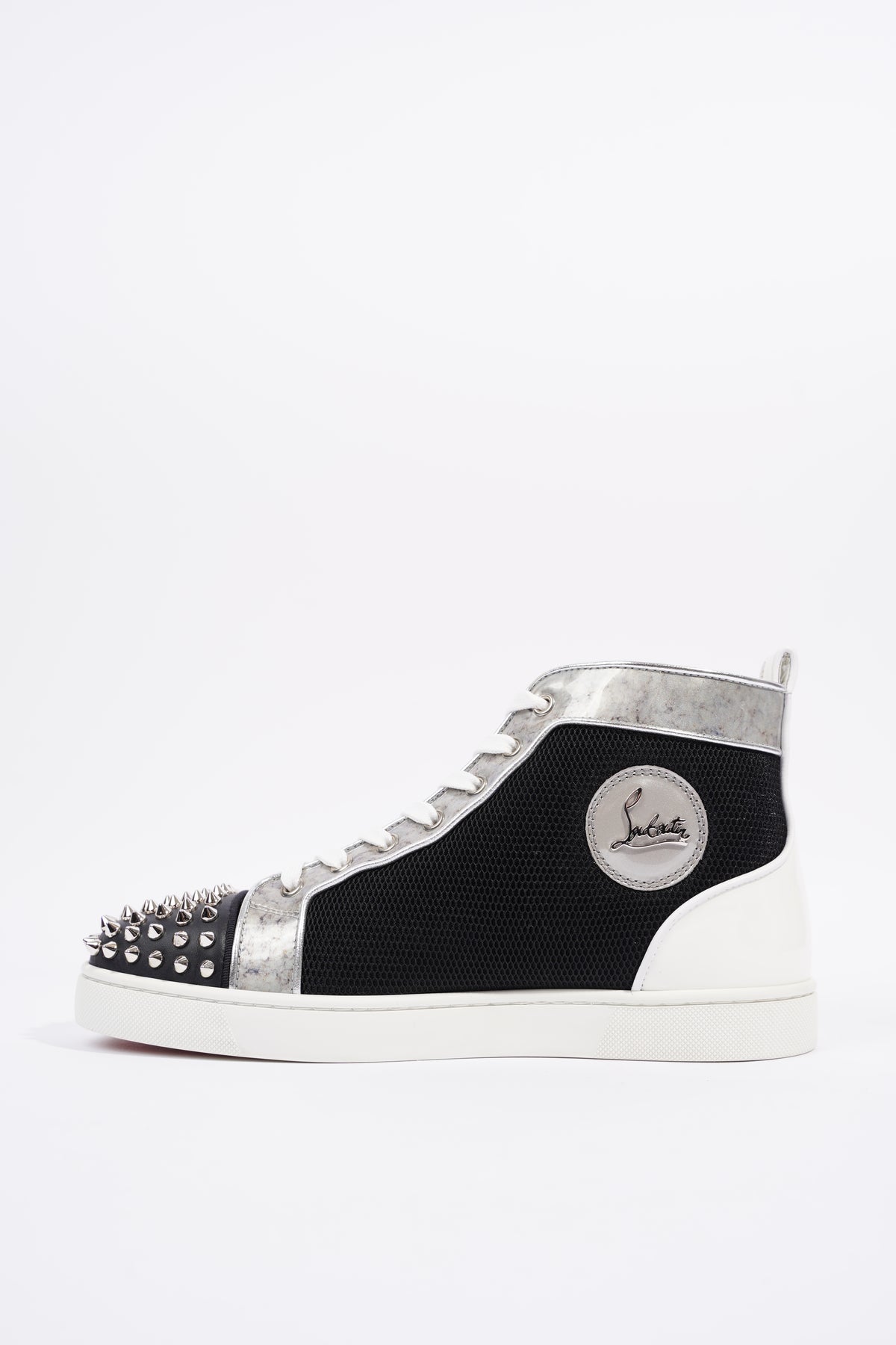 Christian Louboutin Black Leather Louis Spikes High-Top Sneakers Size 39.5  Christian Louboutin