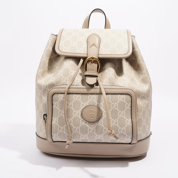 GUCCI Soft GG Supreme Canvas Backpack Bag Beige 473869