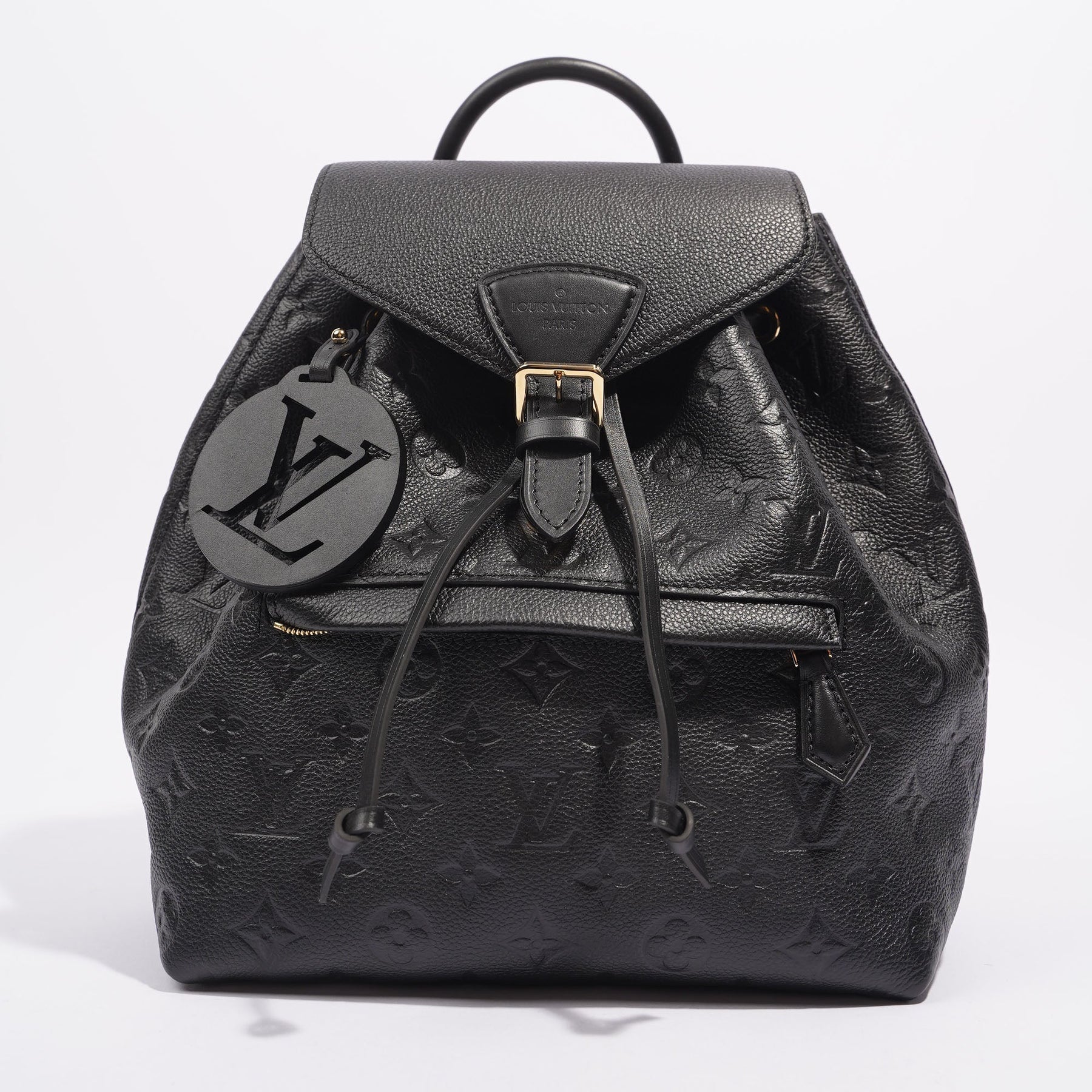 Louis Vuitton Womens Montsouris Backpack Daypack Black Leather PM