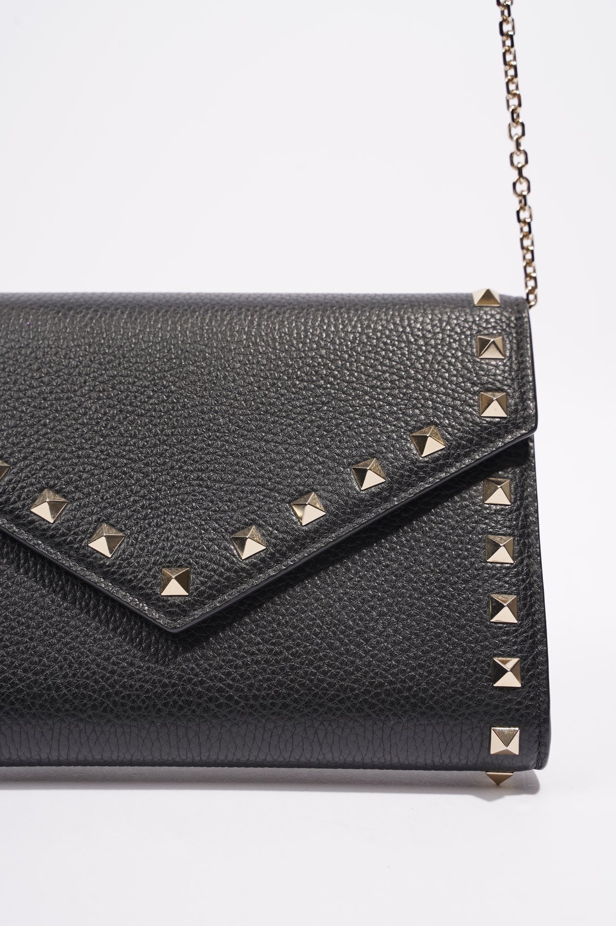 Valentino Womens Wallet on Chain Black Leather Luxe Collective