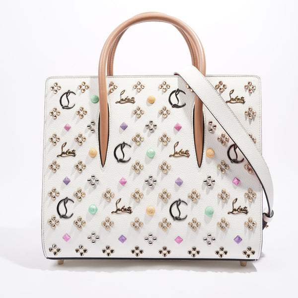 Christian Louboutin Paloma Tote White Embellished Leather – Luxe