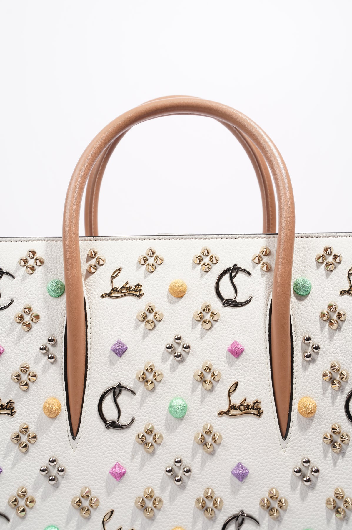 Christian Louboutin Paloma Tote White Embellished Leather – Luxe