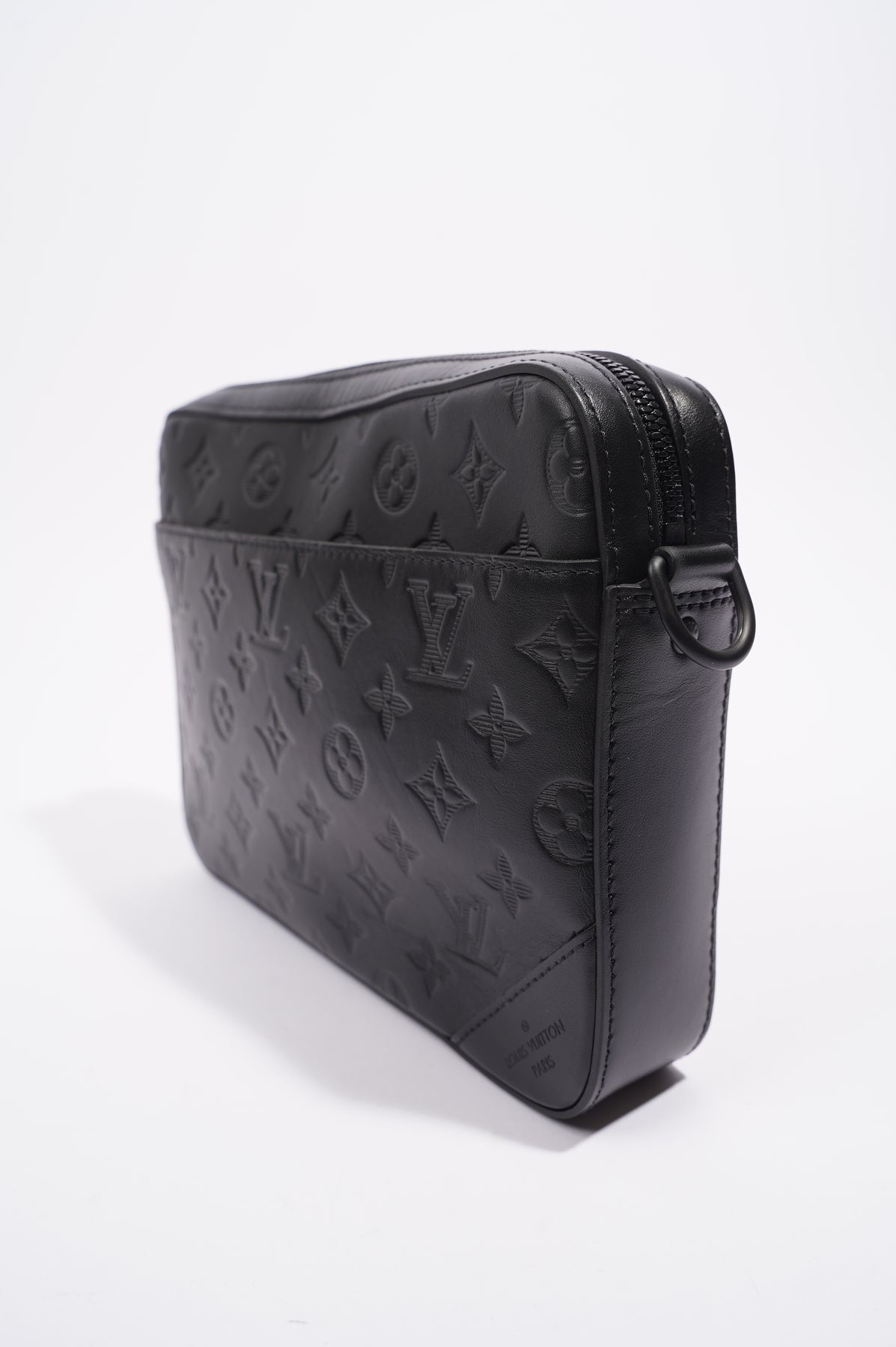 Black/Grey LEATHER Louis_Vuitton Male Sling Bag, Size: Zero Size