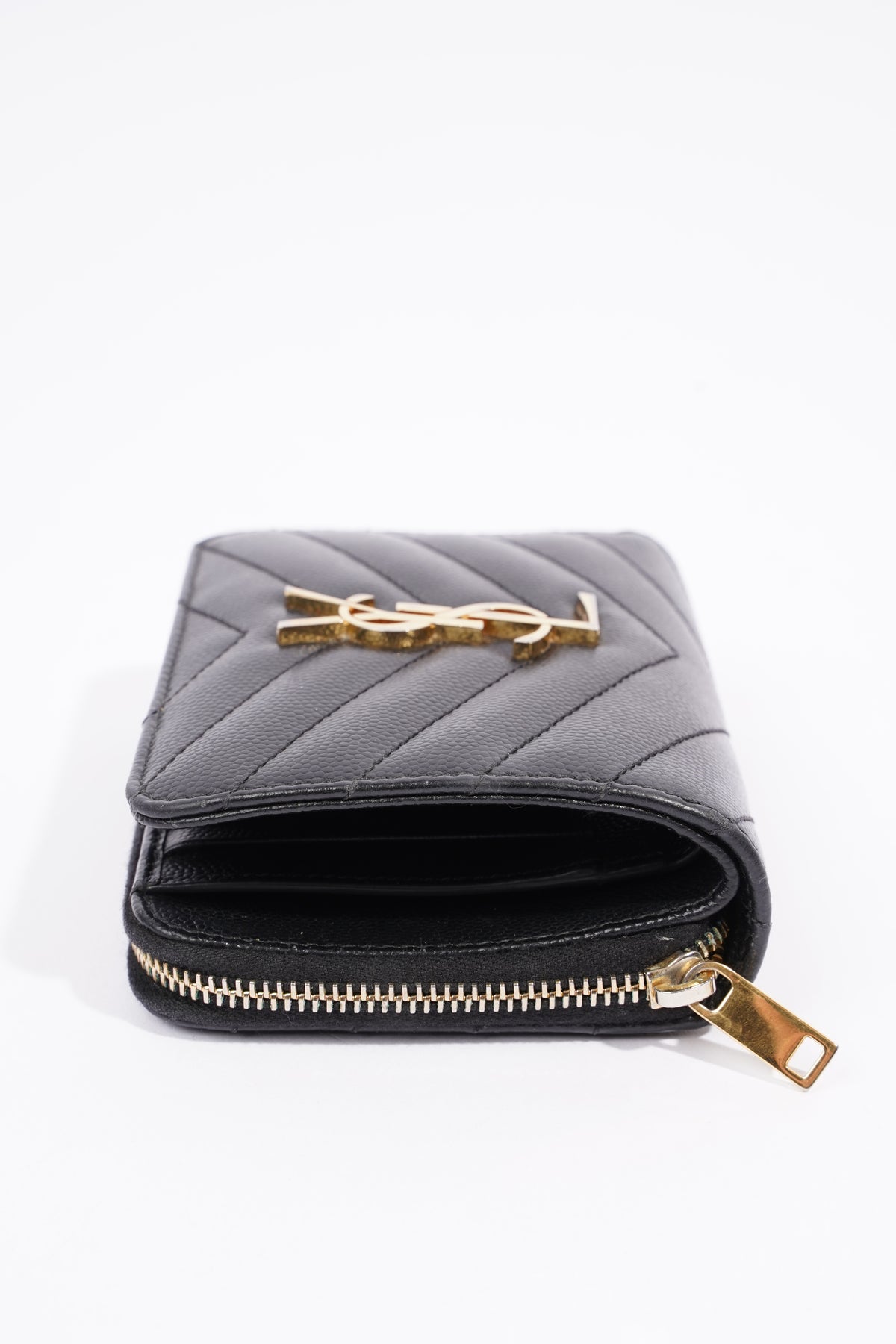 SAINT LAURENT Cassandre Zipper Wallet in Black - More Than You Can Imagine