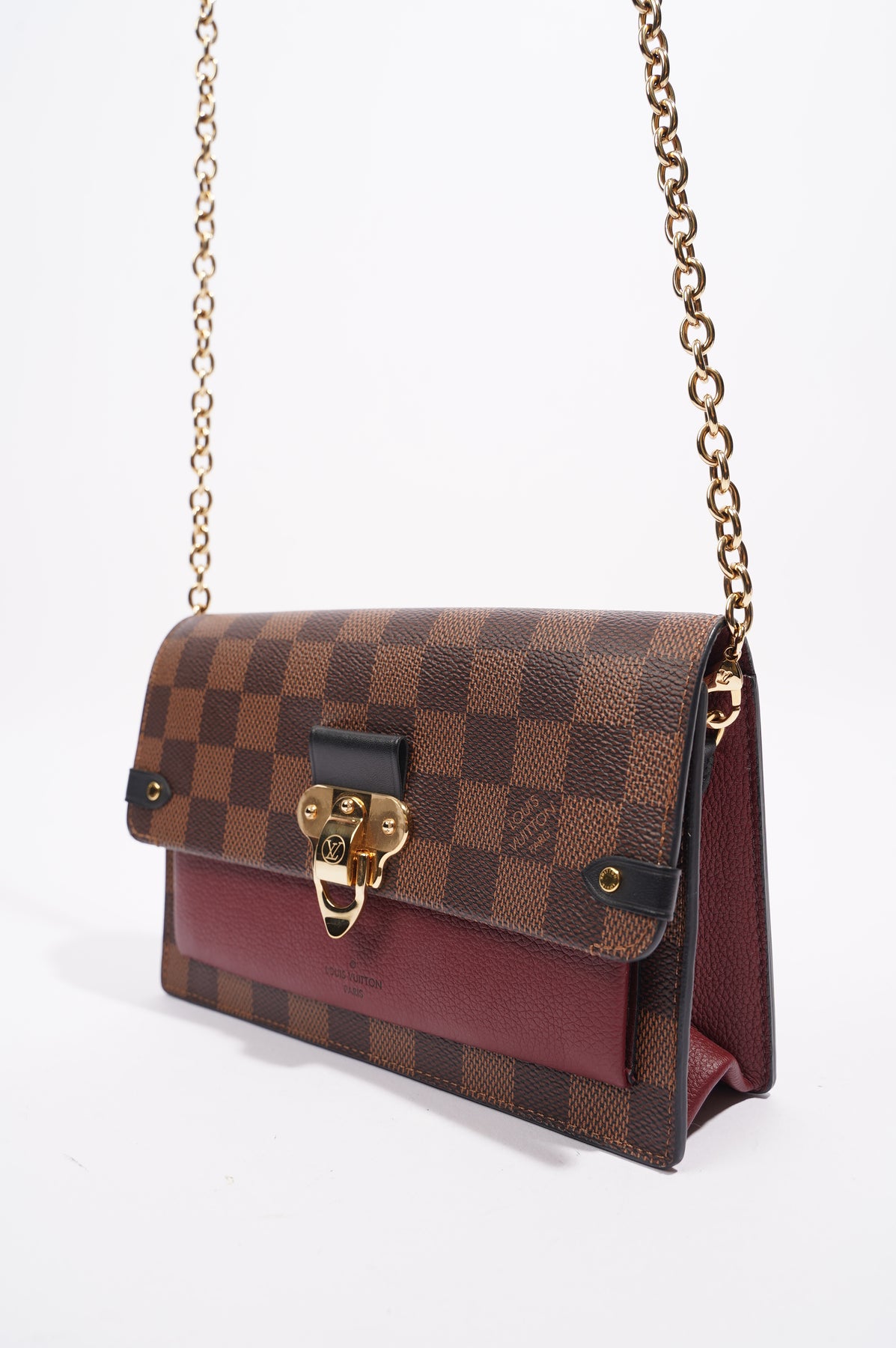 Louis Vuitton Vavin Chain PM Damier Ebene Burgundy Shoulder Bag
