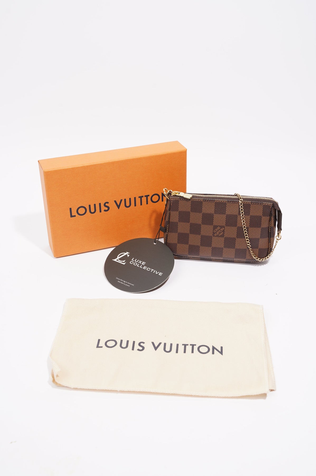 Louis Vuitton, LOUIS VUITTON Mini Pochette Damier Ebène canvas