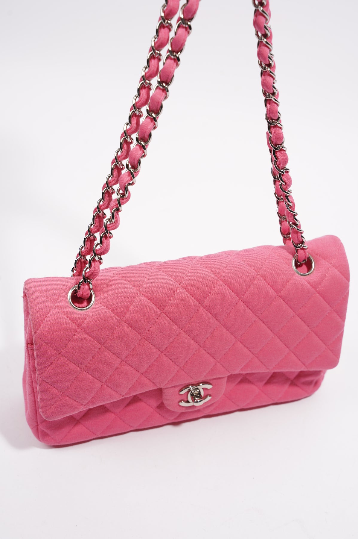 Chanel Womens Fabric Double Flap Bag Pink Medium – Luxe Collective