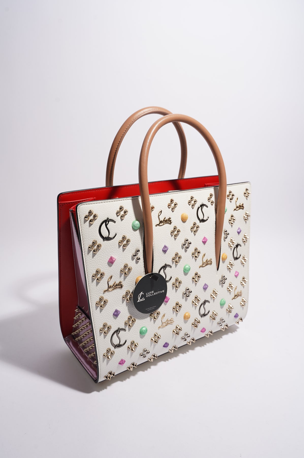 Christian Louboutin Paloma Tote White Embellished Leather – Luxe