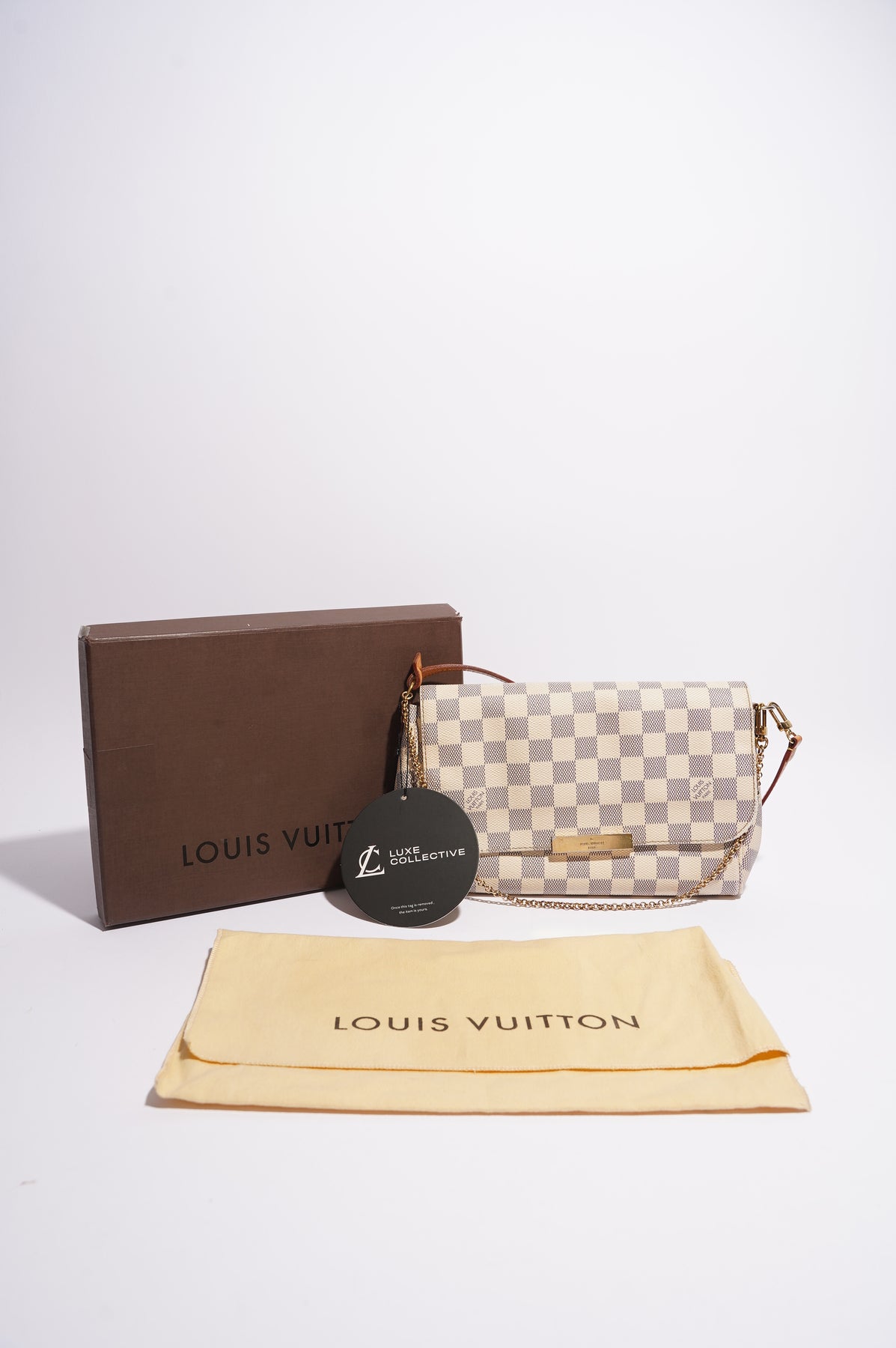 Louis+Vuitton+Favorite+Shoulder+Bag+MM+Blue+Canvas+Damier+Azur+Chain+Strap  for sale online