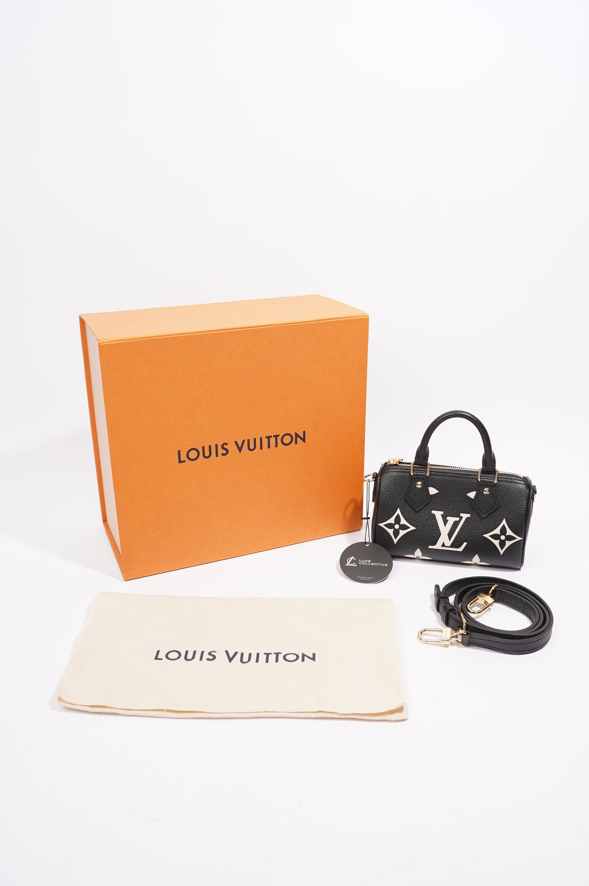 Louis Vuitton Nano Speedy Black/Beige Monogram Empreinte