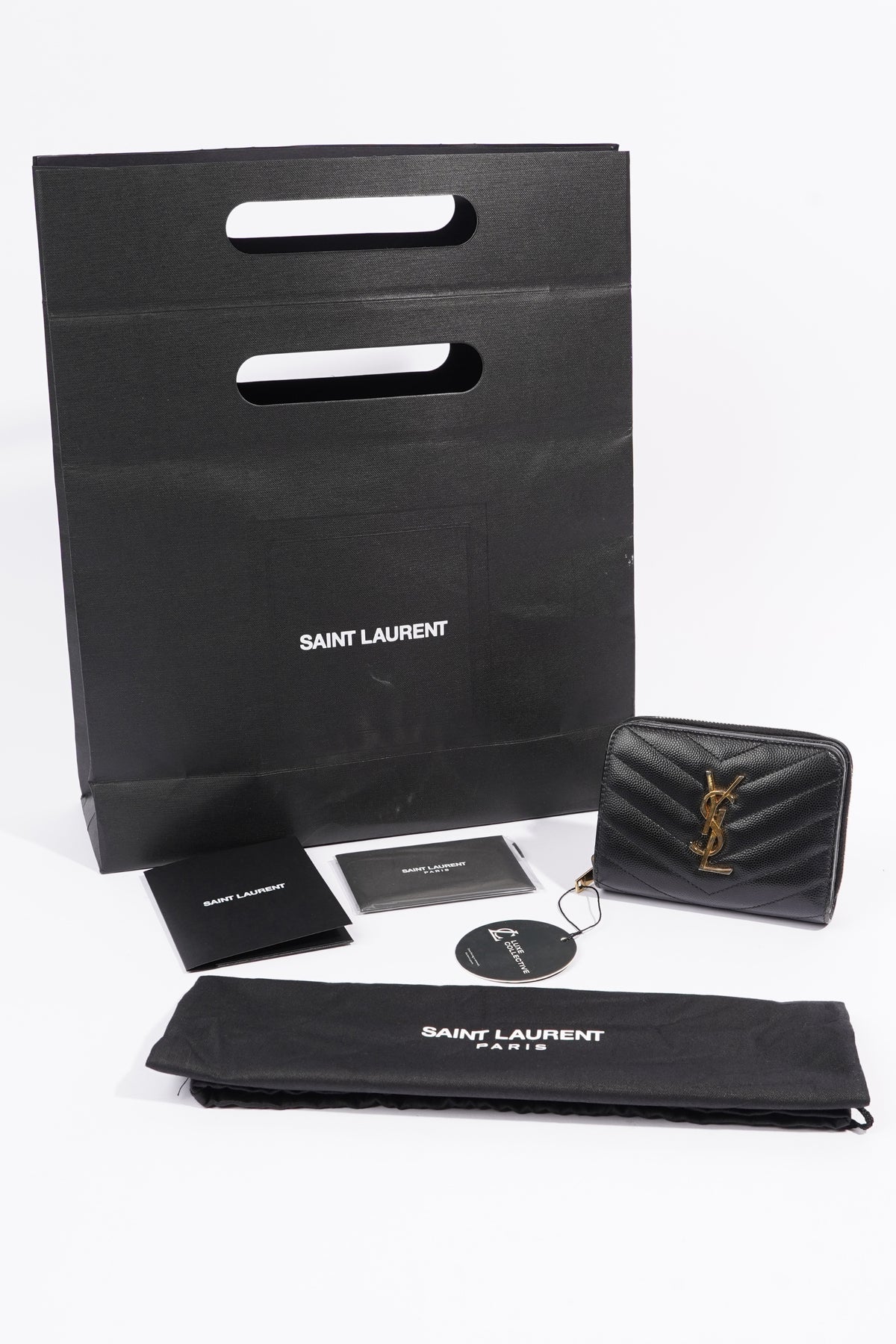 Saint Laurent Grey Compact Zip-Around Wallet – BlackSkinny