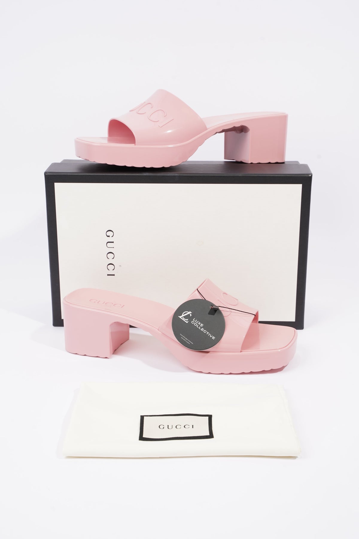 Gucci pink slide online heels