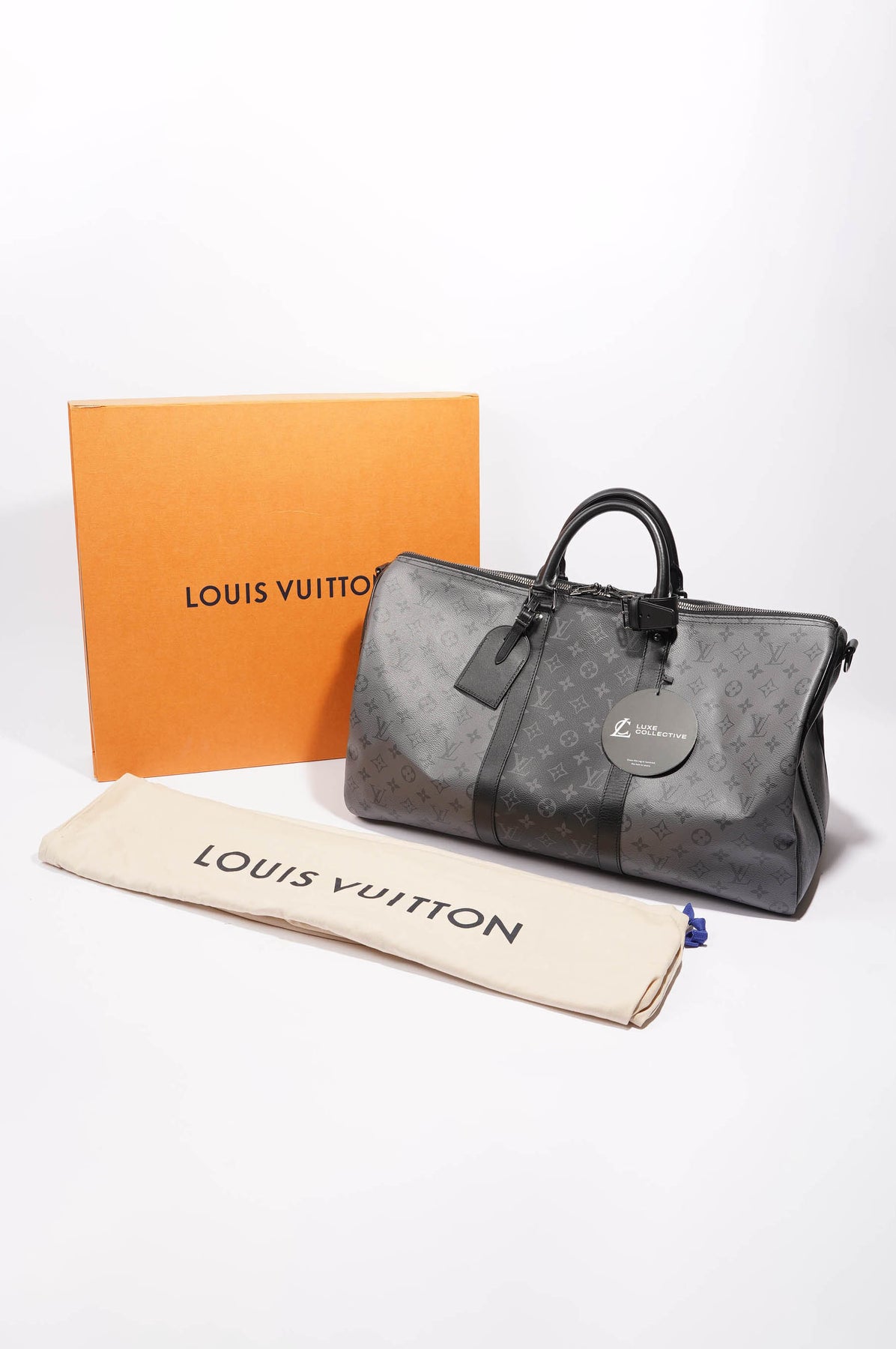 Louis Vuitton® Keepall Bandoulière 50 Monogram Eclipse Reverse. Size