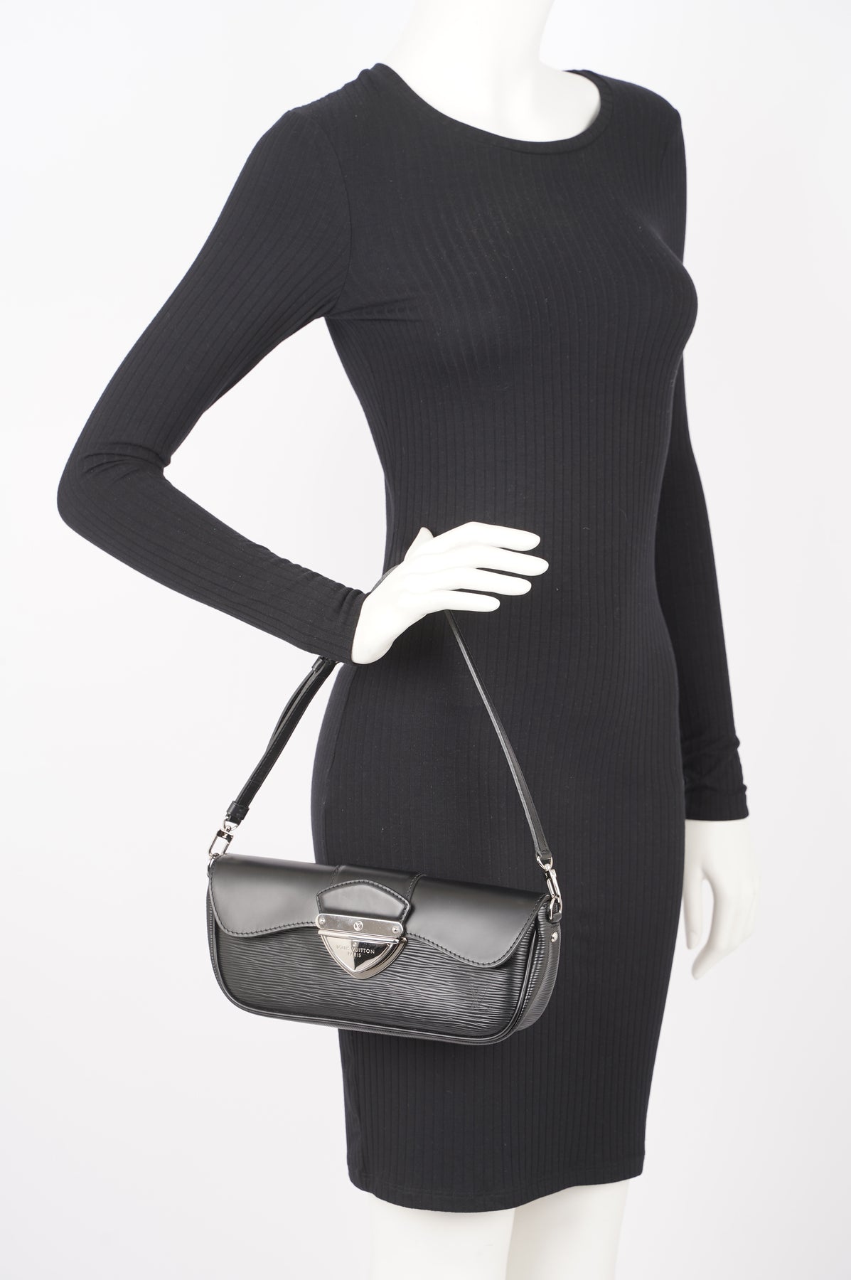 Authentic Louis Vuitton Black Epi Montaigne Clutch Bag