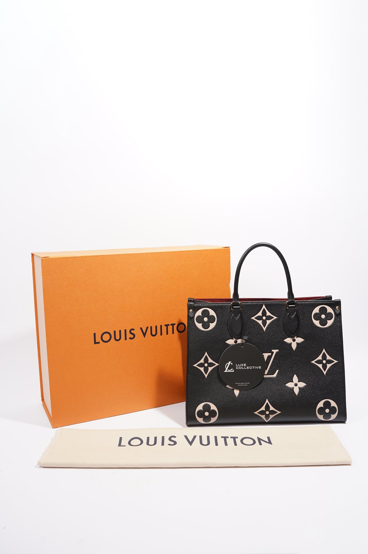 new LOUIS VUITTON ONTHEGO MM black Bicolor EMPREINTE leather tote