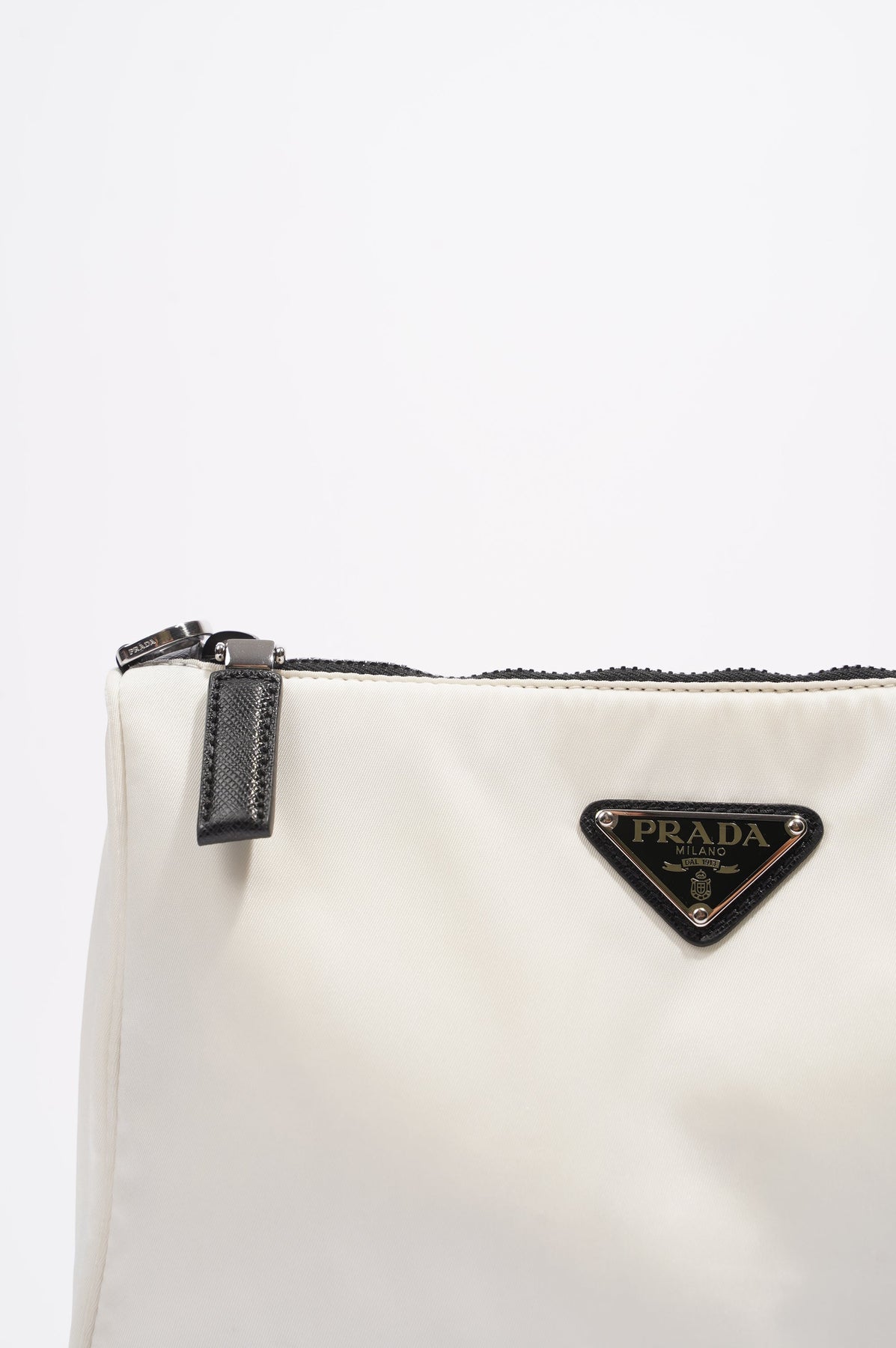 Prada Womens Logo Plaque Shoulder Bag White Nylon Luxe Collective