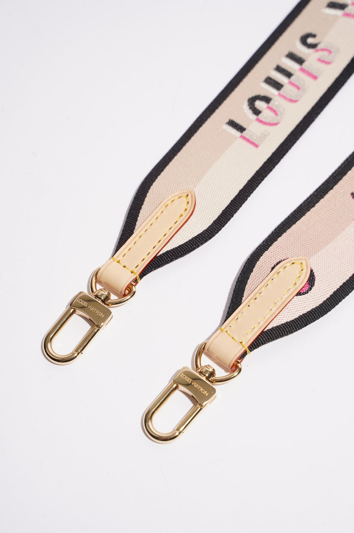 louis vuitton braided pink and black strap