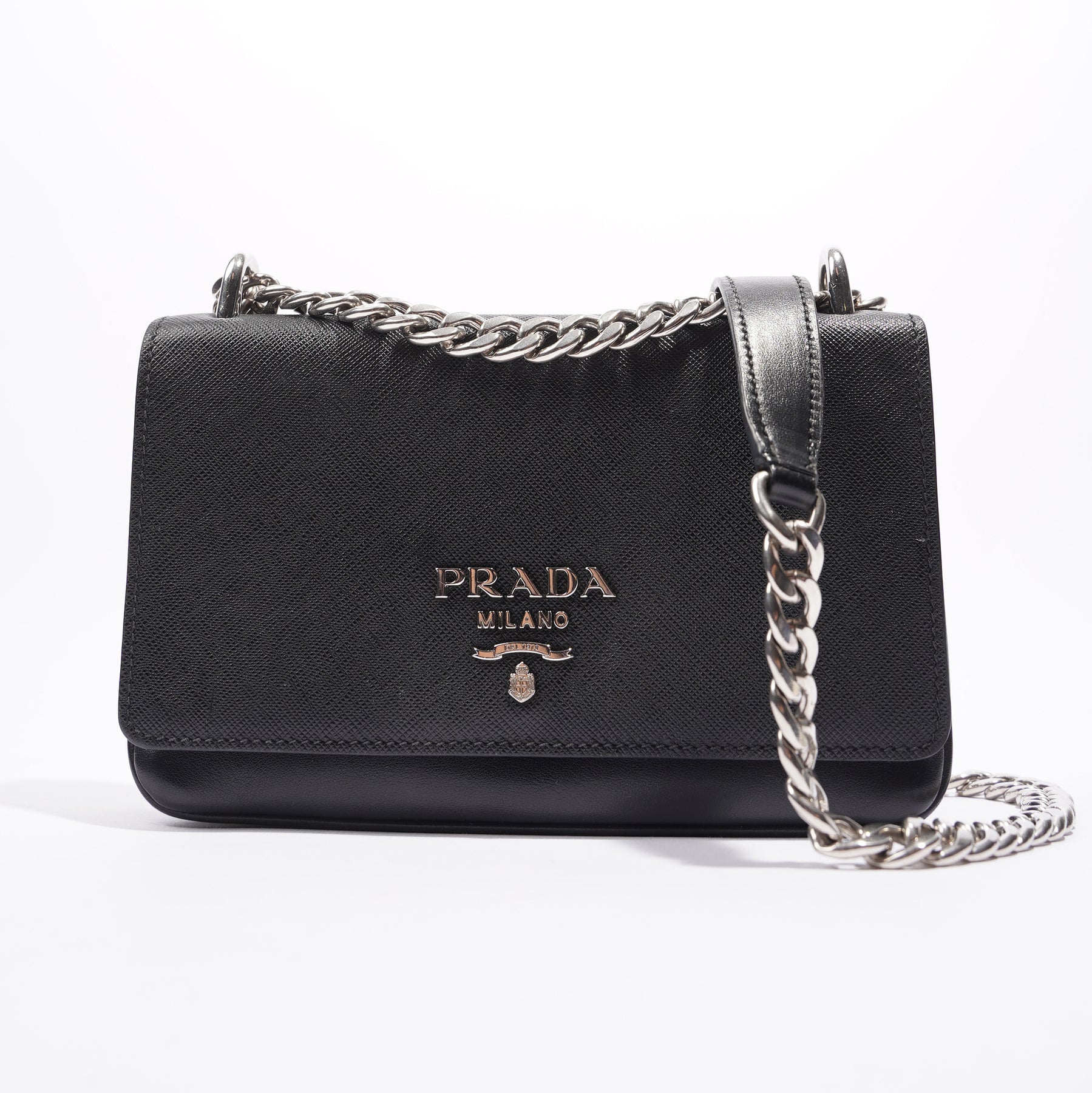 Prada Crossbody Chain Bag Black Leather Small – Luxe Collective