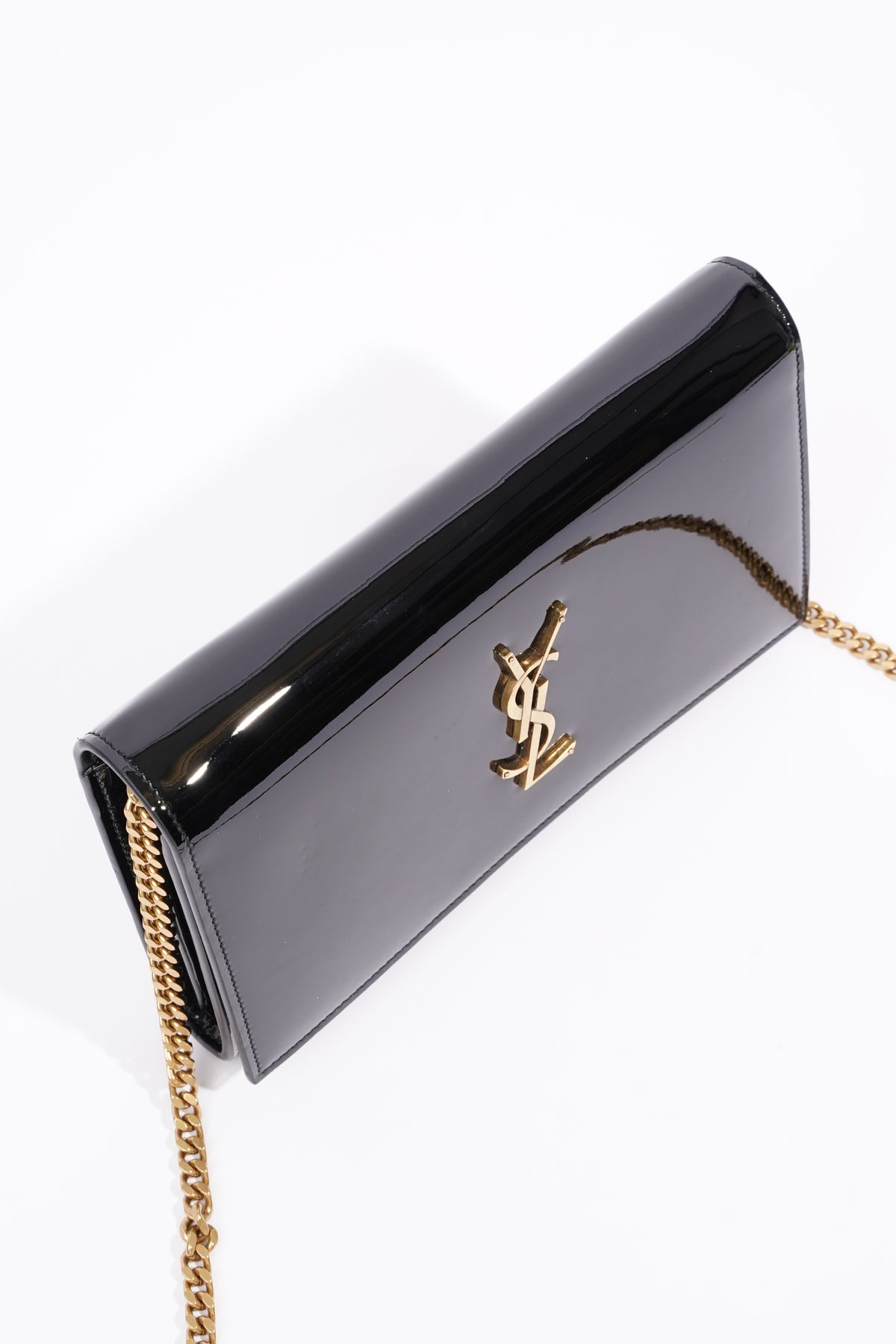 Saint Laurent Wallet on Chain Monogram Kate Monogram Ysl Black Patent -  MyDesignerly