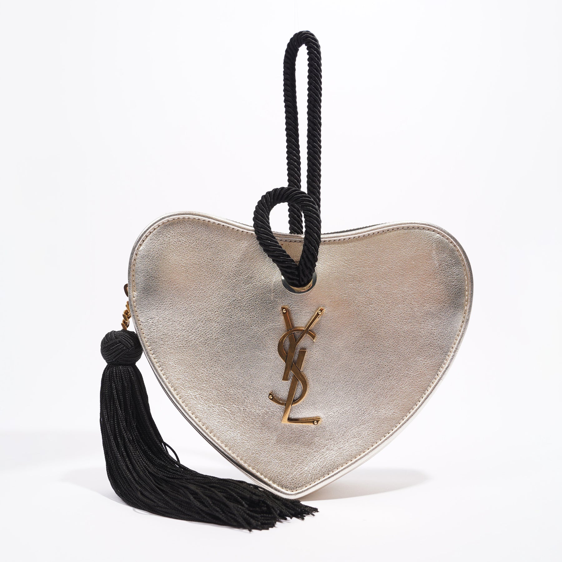 Saint Laurent Sac Coeur Monogram YSL Heart Tassel Box Clutch Bag - Luxed
