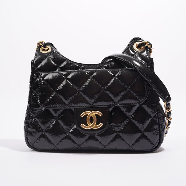 CHANEL | Black Quilted Calfskin Wood Top Handle Bag-- Rare