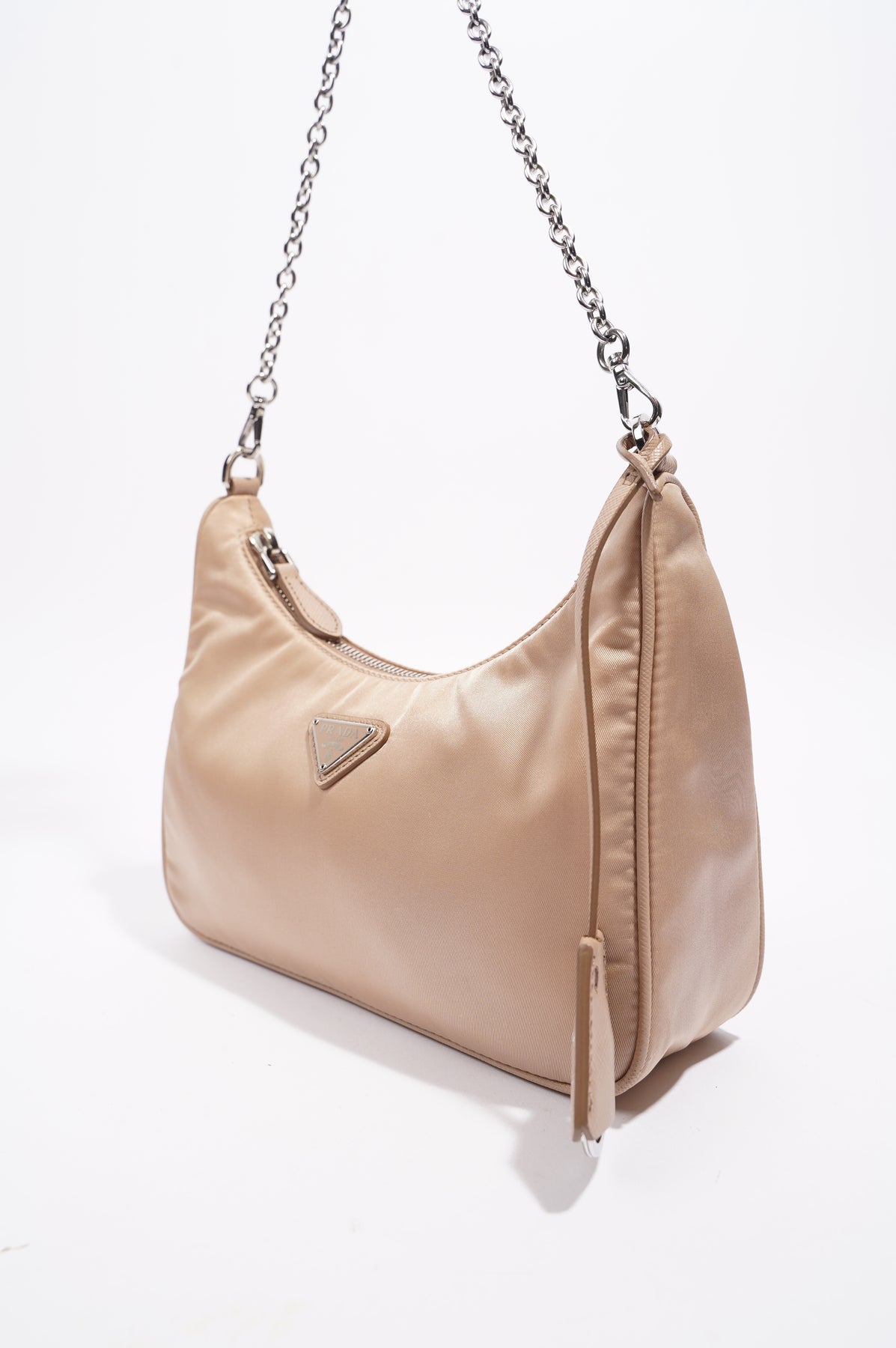 Prada Nylon and Saffiano Leather Mini-Bag Cameo Beige in Nylon and
