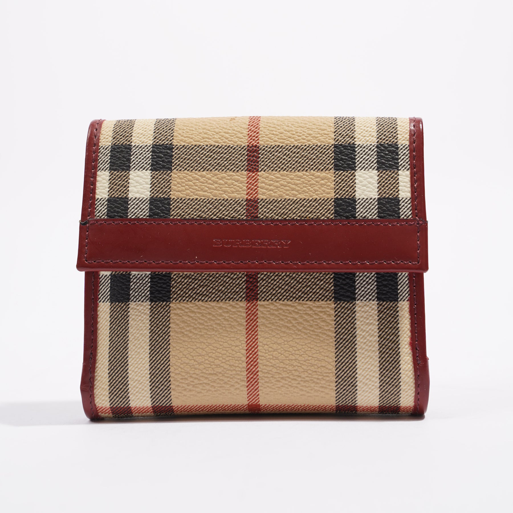 BURBERRY Long Wallet Zip Plaid Red Color Accessory from Japan Used