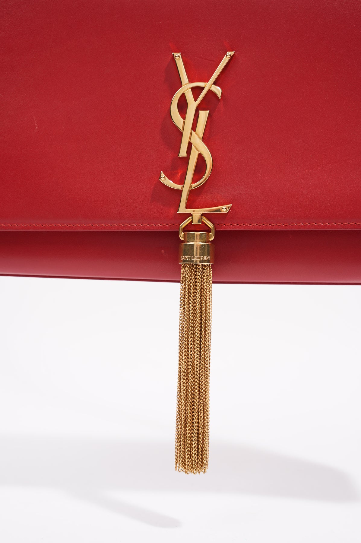 Ysl red store bag gold chain