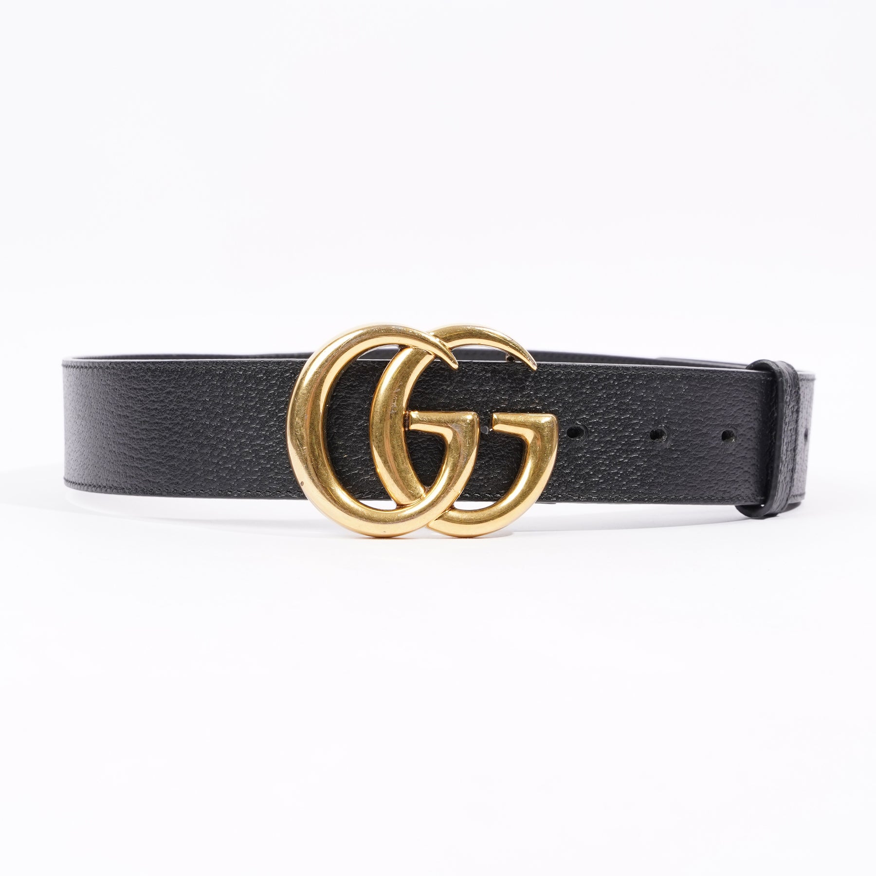 Gucci Womens Marmont GG Buckle Belt Black Leather 80cm - 32