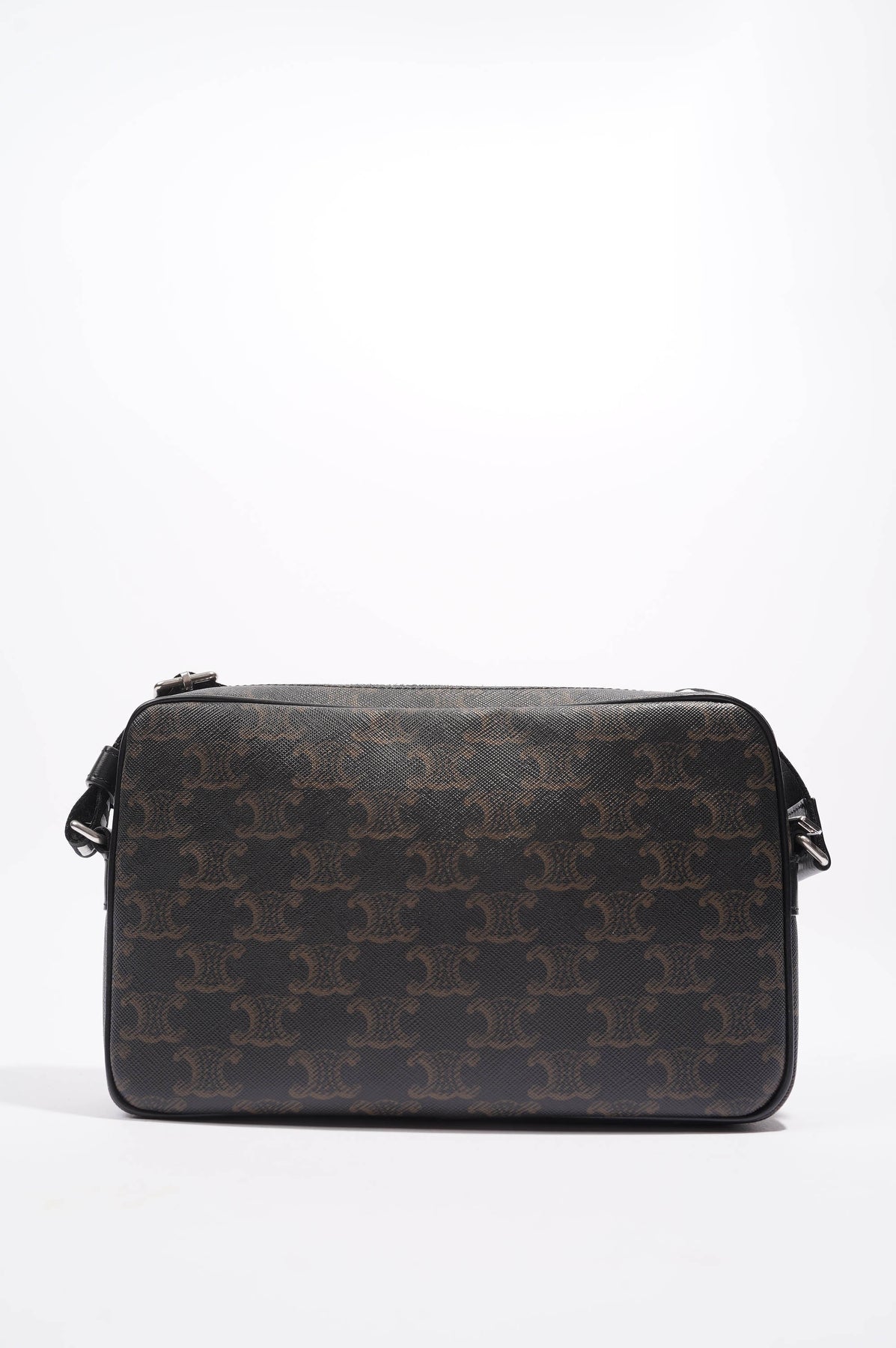 MEDIUM MESSENGER BAG IN TRIOMPHE CANVAS WITH CELINE PRINT - BLACK