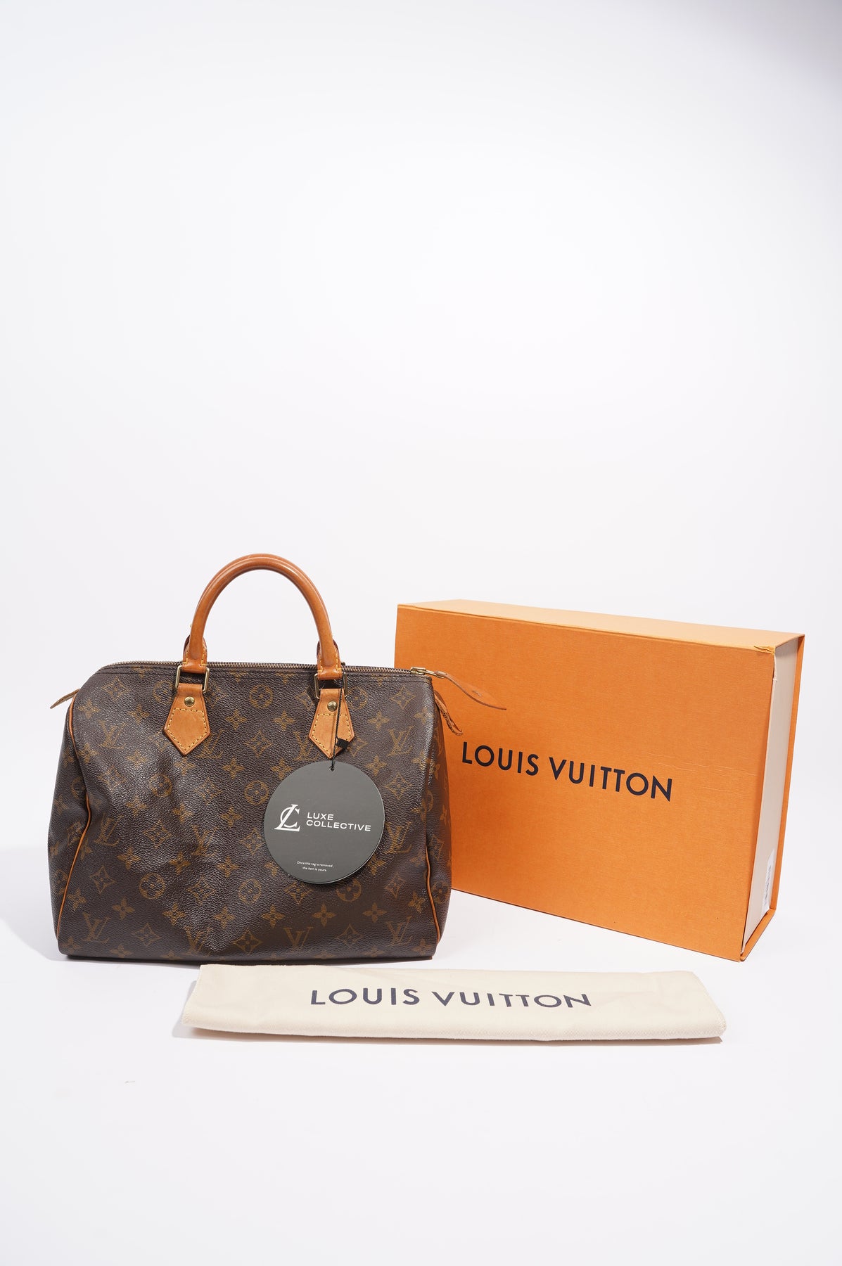 Louis Vuitton Womens Speedy 30 Monogram Canvas Tote Handbag