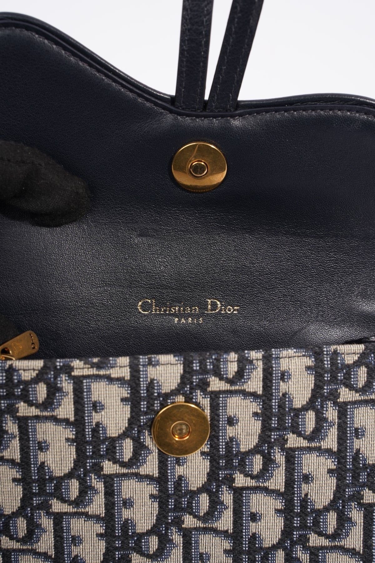 CHRISTIAN DIOR Saddle Oblique Canvas Belt Bag Navy Blue