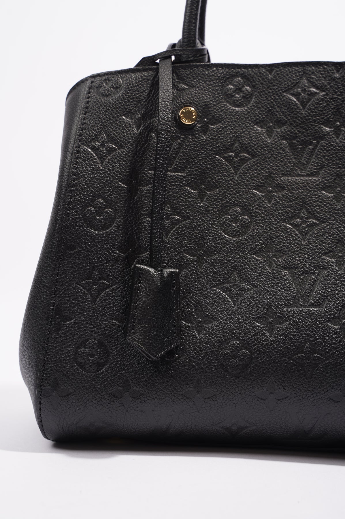 Louis Vuitton V Tote MM Black Leather Empreinte Bag